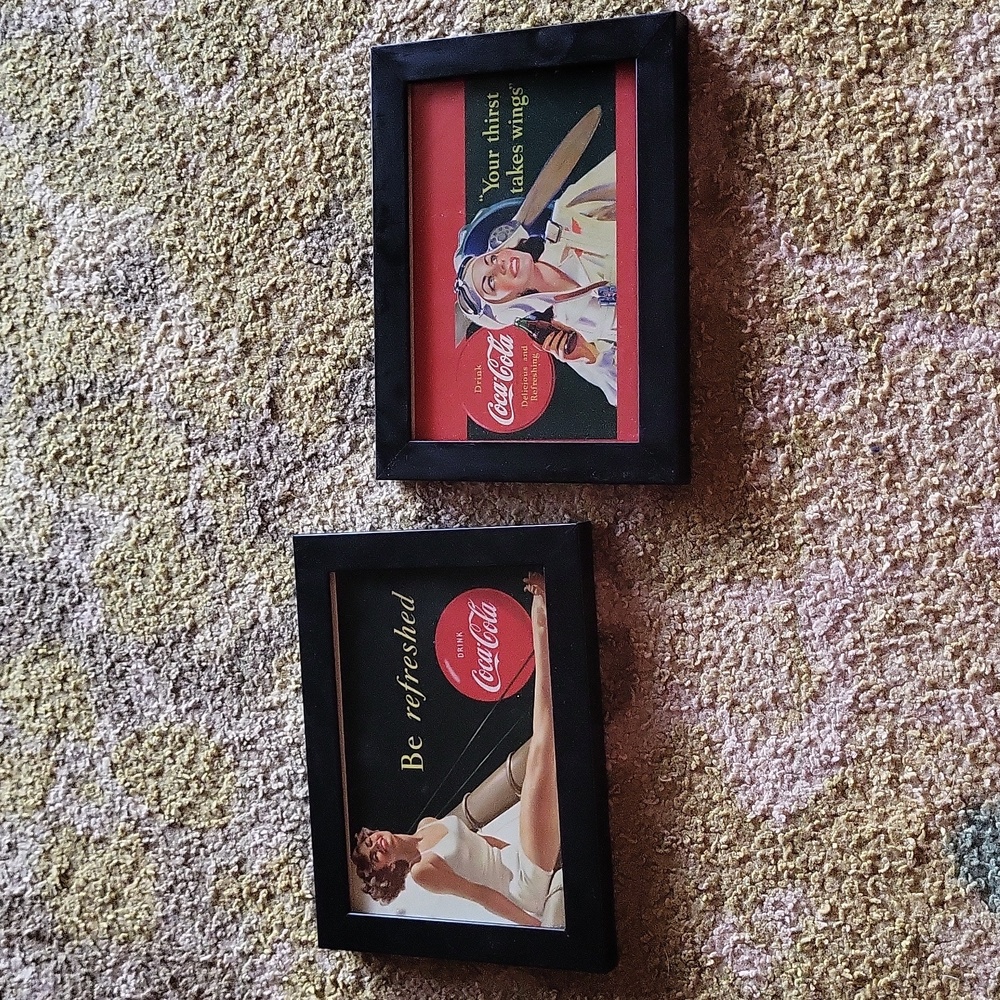 Framed coca cola pictures